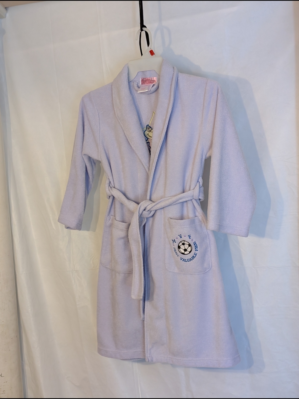 Lilac Kids' Terry Robe with Soccer Pocket